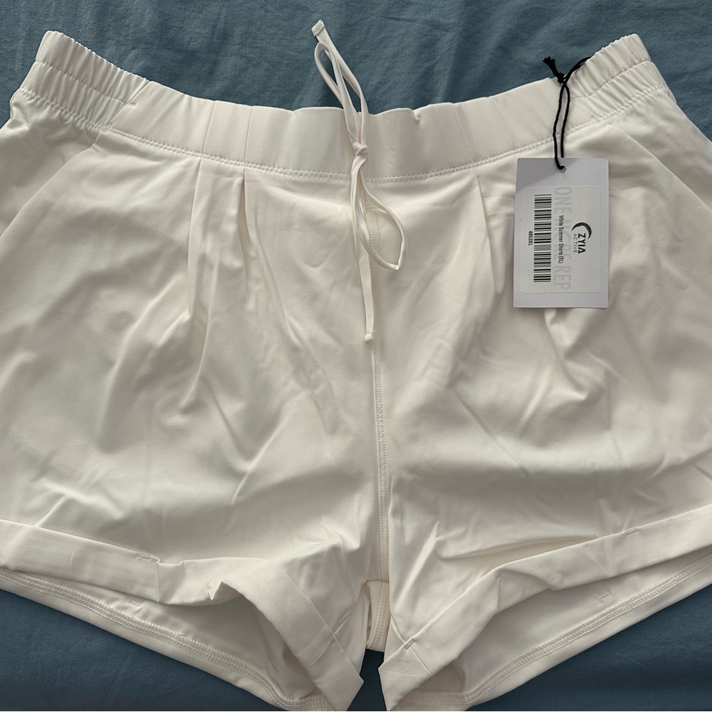 White Athletic Shorts with Elastic Waistband